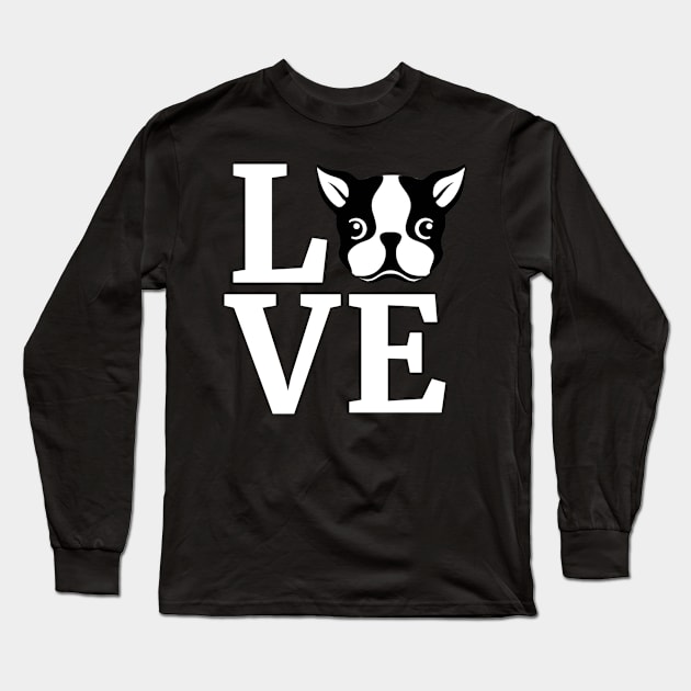 I Love My Boston Terrier Hoodie Sweater Gifts for Dog Lovers Long Sleeve T-Shirt by craiglimu